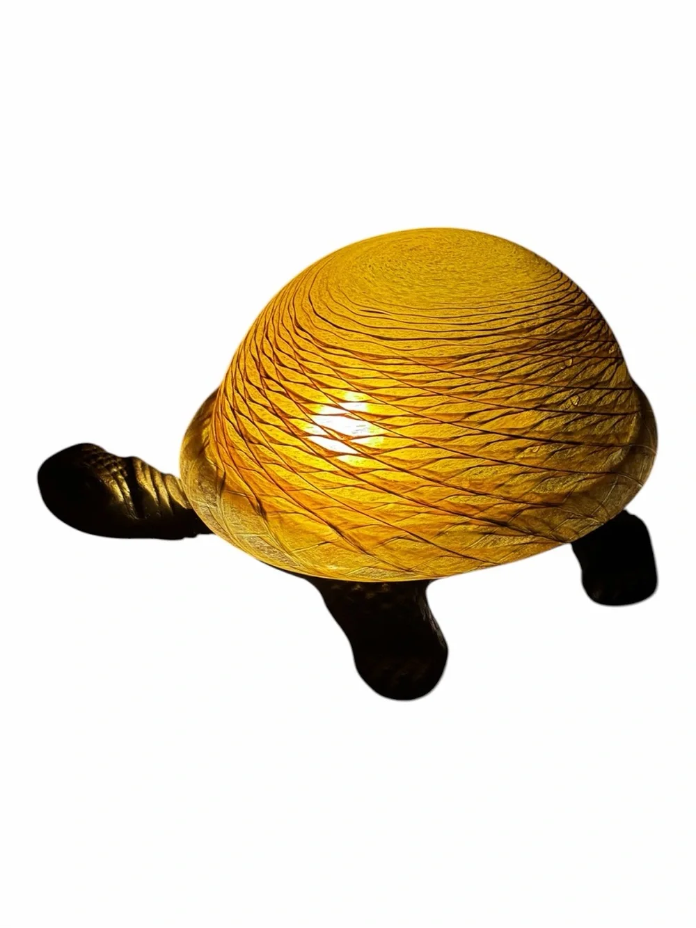 Vintage Tiffany style Turtle Lamp. With Amber Glass